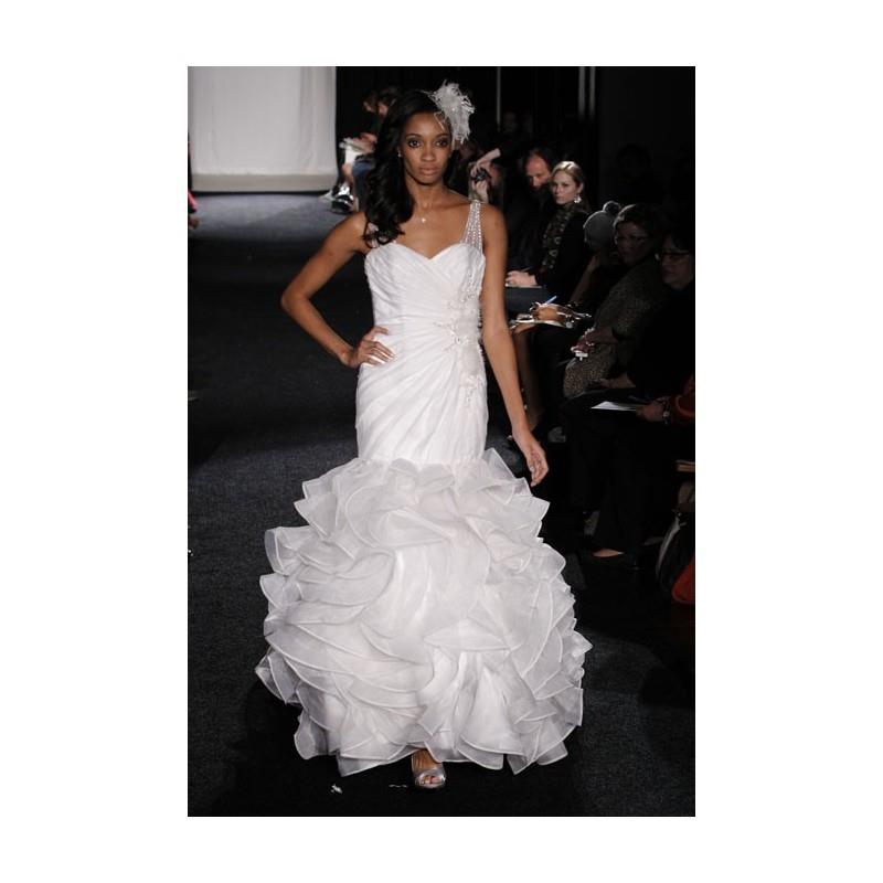 My Stuff, Simone Carvalli - Fall 2012 - Christi Sleeveless Chiffon Mermaid Wedding Dress with Sheer