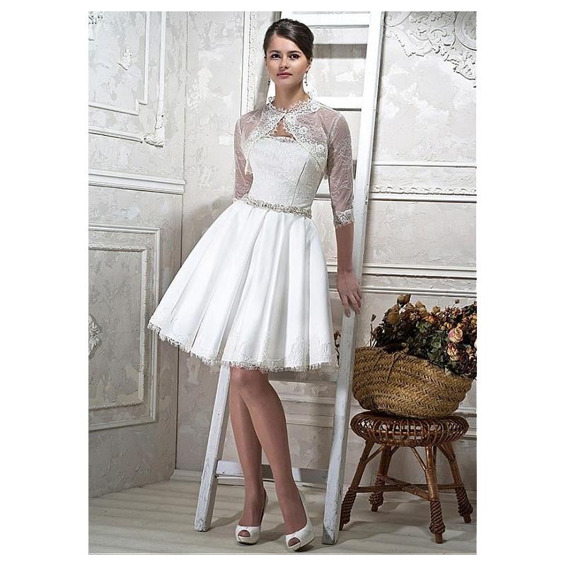 My Stuff, Lovely Lace & Satin High collar Neckline A-line Wedding Dresses with Lace Appliques - over