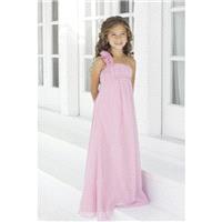 Nectarean A-line One Shoulder Hand Made Flowers Floor-length Chiffon Junior Bridesmaid Dresses - Dre