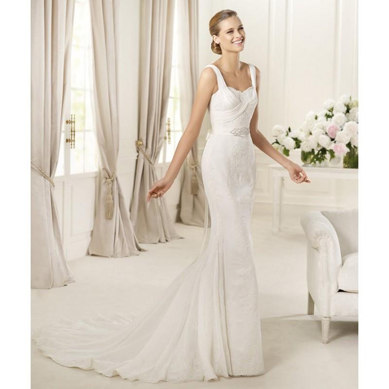 My Stuff, Exquisite A-Line Spaghetti Straps Beading Sweep/Brush Train Lace Wedding Dresses - Dresses