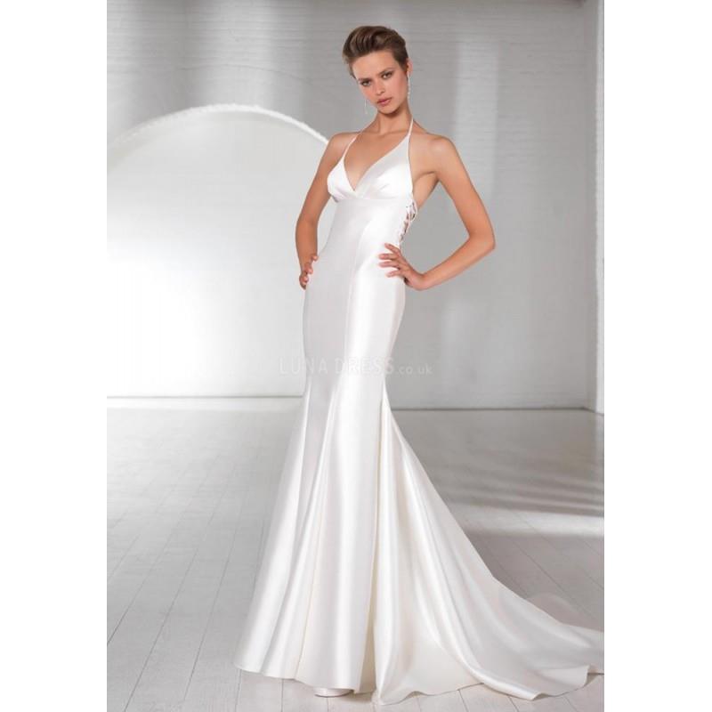 My Stuff, Sexy Halter Fit N Flare Taffeta Floor Length Sleeveless Wedding Dress - Compelling Wedding