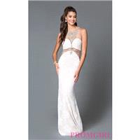 Long Ivory Beaded High Neck Sheer Waist Prom Dress -Dave and Johnny - Discount Evening Dresses |Shop
