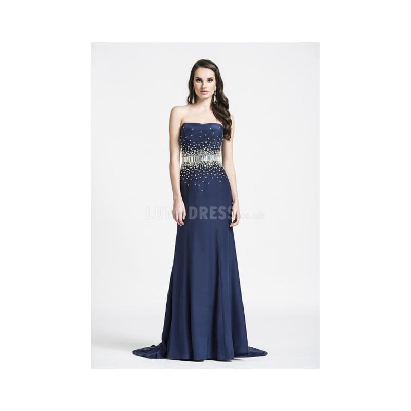 wedding, Awesome Strapless Sheath/ Column Natural Waist Chiffon Floor Length Evening Gown With Sash/
