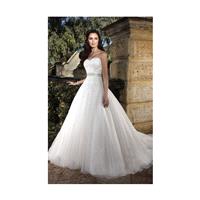 Sexy A-line Sweetheart Beading&Sequins Lace Sashes/Ribbons Chapel Train Tulle Wedding Dresses - Dres