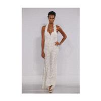 Pnina Tornai - Fall 2012 - Sleeveless Floral Lace Sheath Wedding Dress with Halter Straps - Stunning