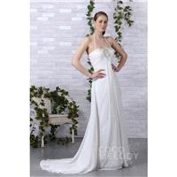Impressive Sheath-Column Halter Court Train Chiffon Wedding Dress CWLT130A7 - Top Designer Wedding O