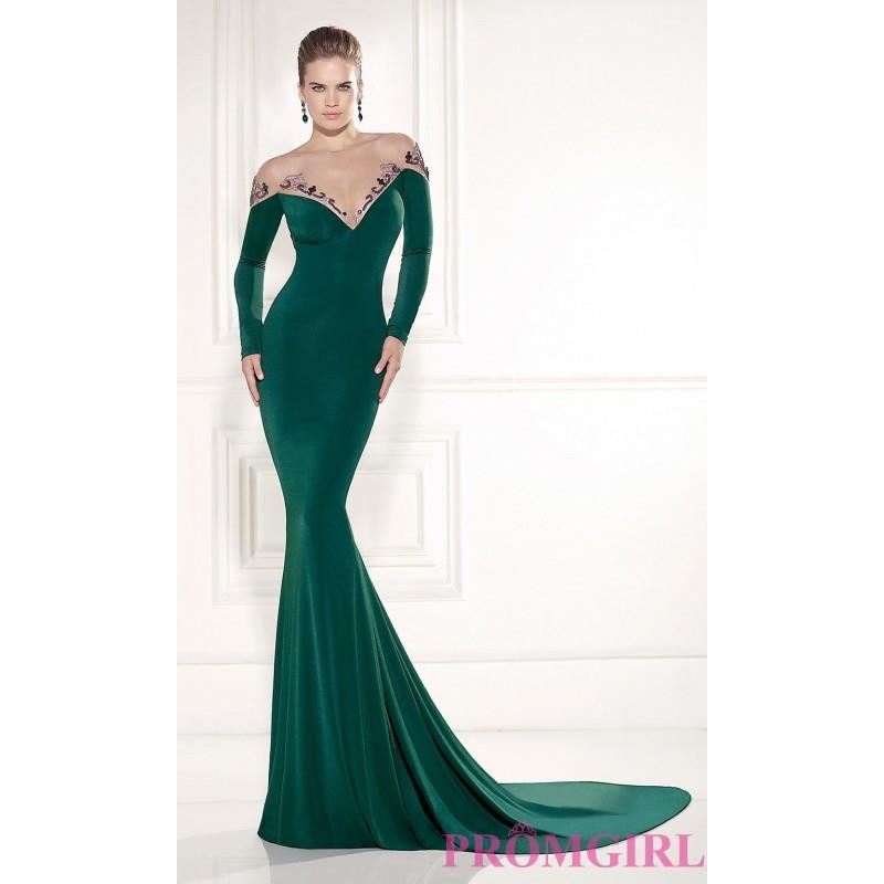 My Stuff, Long Sleeve Tarik Ediz Evening Gown - Brand Prom Dresses|Beaded Evening Dresses|Unique Dre