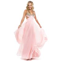 Exquisite A-line Halter Beading Criss Cross Ruching Sequins Floor-length Chiffon Evening Dresses - D