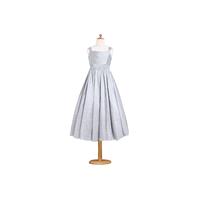 Silver Azazie Penny JBD - Bow/Tie Back Taffeta Tea Length Dress - The Various Bridesmaids Store