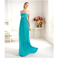 Simple A-line Strapless Beading Ruching Floor-length Chiffon Cocktail Dresses - Dressesular.com