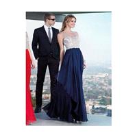 2017 Pretty A Line Chiffon Dark Navy And Red Floor Length Beaded Prom Dress - dressosity.com