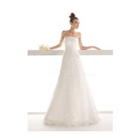 Alluring Strapless A line Natural Waist Organza Chapel Train Wedding Dress - Compelling Wedding Dres