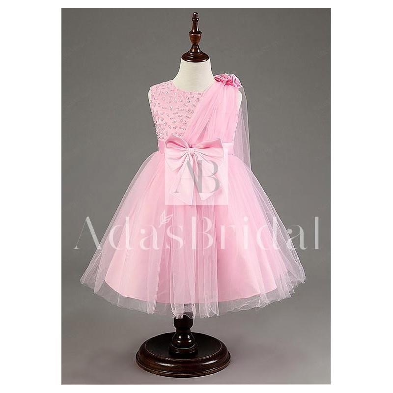 wedding, In Stock Lovely Tulle Jewel Neckline Ball Gown Flower Girl Dresses With Beads - overpinks.c