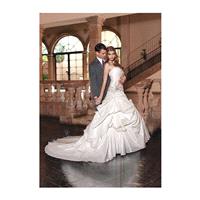 Faddish Floor Length A line Taffeta Strapless Bridal Gowns With Flowers - Compelling Wedding Dresses