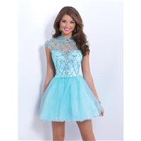Blush 9856 Dramatic Crystal Illusion Short Dress - Brand Prom Dresses|Beaded Evening Dresses|Charmin