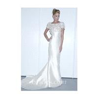 Rafael Cennamo - Fall 2013 - Style F13W-TX809 Satin Sheath Wedding Dress with Embellished Short Slee
