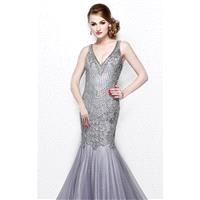 Platinum Embellished Mermaid Gown by Primavera Couture - Color Your Classy Wardrobe