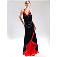 Satin rot-schwarz Halter Stock Länge Prom Dress Low zurück - Festliche Kleider | 2017 verschiedene B