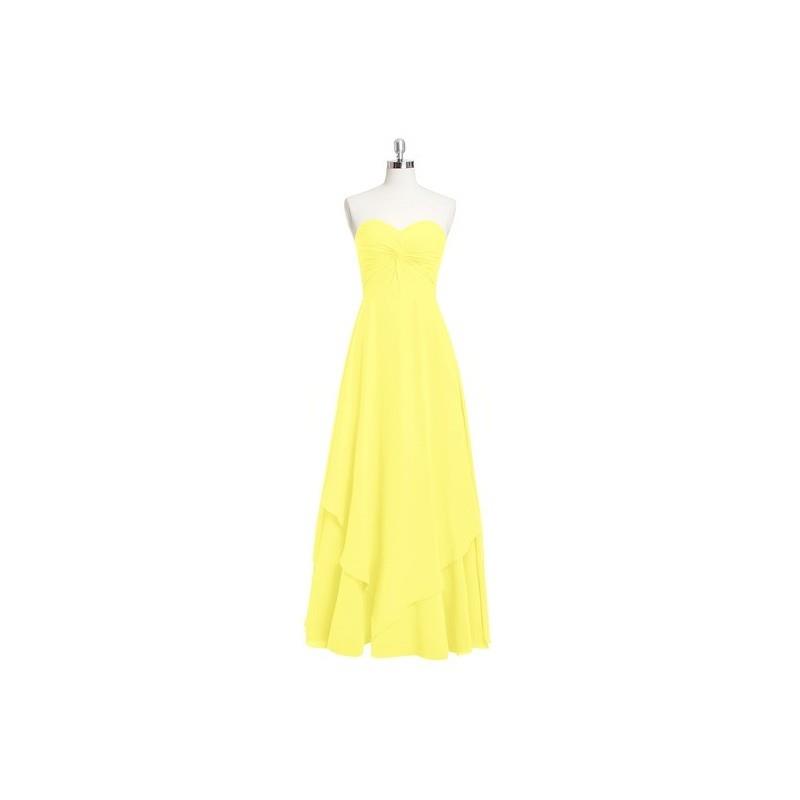 My Stuff, Lemon Azazie Ginette - Floor Length Back Zip Sweetheart Chiffon Dress - The Various Brides