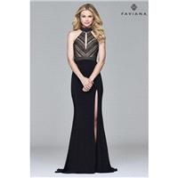 Faviana Glamour S7932 Black/Nude,Ivory/Ivory Dress - The Unique Prom Store