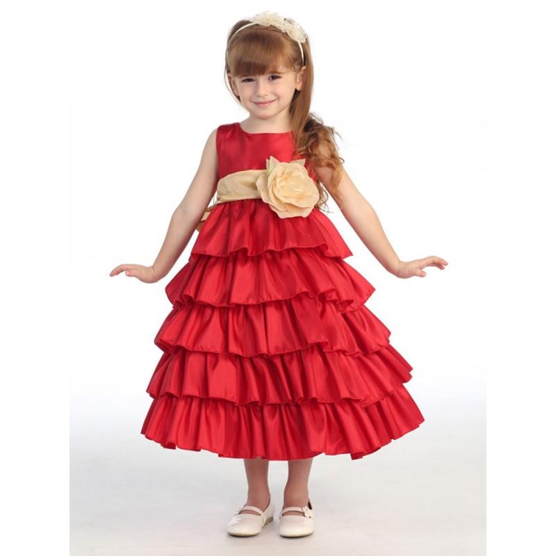 My Stuff, Blossom Red Sleeveless Taffeta Bodice Layered Skirt w/ Detachable Sash & Flower Style: BL2
