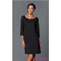Short Black Shift Dress with Sleeves by Tiana B - Discount Evening Dresses |Shop Designers Prom Dres