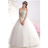Pretty Ball Gown Sweetheart Court Train Tulle Wedding Dress CWLT1304D - Top Designer Wedding Online-