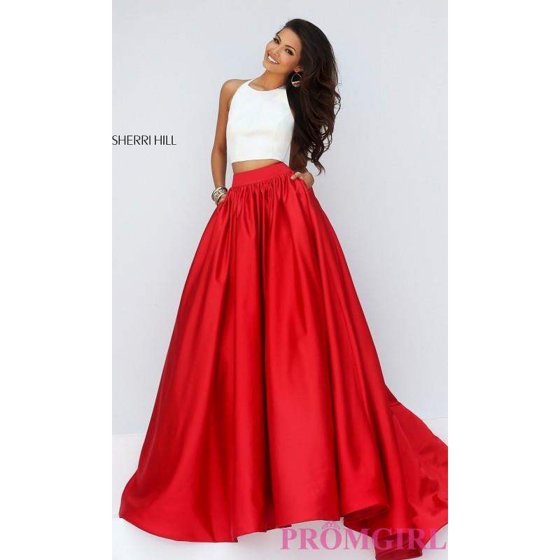 My Stuff, Two Piece Ivory Top Red Ball Gown with Pockets by Sherri Hil - Discount Evening Dresses |S