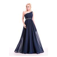 In Stock Gorgeous Chiffon One-Shoulder A-Line Prom Dresses With Beads - overpinks.com