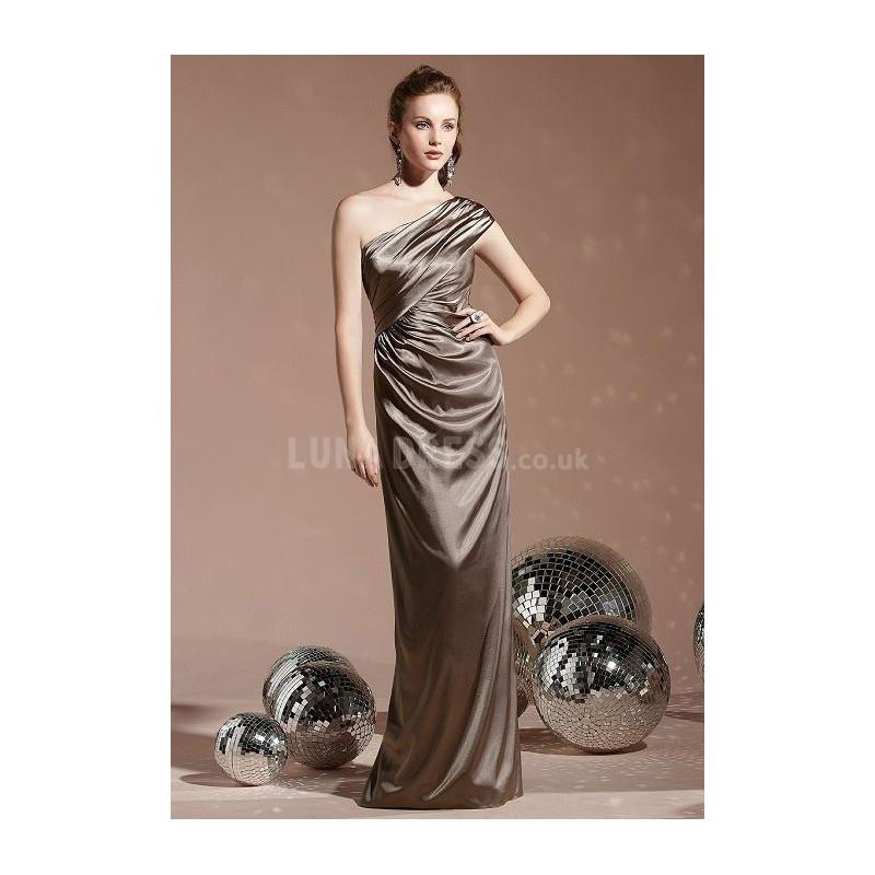 My Stuff, Chic Elastic Silk Like Satin One Shoulder Sheath/ Column Bridesmaid Dress - Compelling Wed