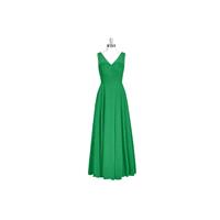 Emerald Azazie Eileen - Floor Length Chiffon And Lace V Neck Illusion Dress - The Various Bridesmaid