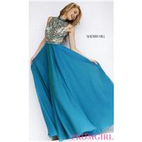 Floor Length Sleeveless Sherri Hill Dress with Illusion Bodice - Discount Evening Dresses |Shop Desi
