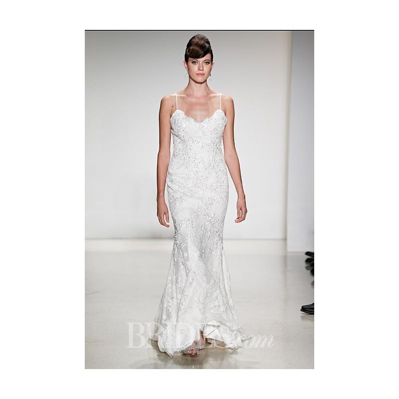 My Stuff, Matthew Christopher - Fall 2015 - Keira V-Neck Lace Sheath Wedding Dress with Spaghetti St