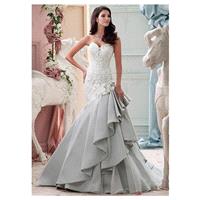 Glamorous Satin & organza Sweetheart Neckline Asymmetrical Waistline Mermaid Wedding Dress With Bead