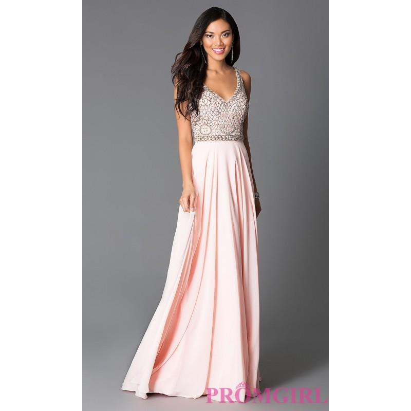 My Stuff, Long Rose Beaded Sleeveless V-Neck Prom Dress - Brand Prom Dresses|Beaded Evening Dresses|