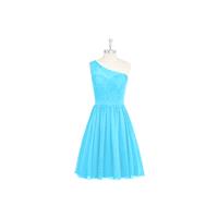 Pool Azazie Betsy - One Shoulder Chiffon And Lace Knee Length Illusion Dress - The Various Bridesmai