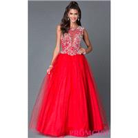 Long Red Tulle High Neck Ball Gown - Discount Evening Dresses |Shop Designers Prom Dresses|Events fo