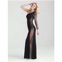 Fancy Floor-length Tulle Mermaid Black One Shoulder Sheer Prom/evening/pageant Dress By Night Moves