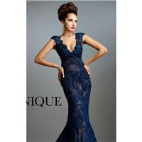 Navy Beaded Lace Gown by Janique - Color Your Classy Wardrobe