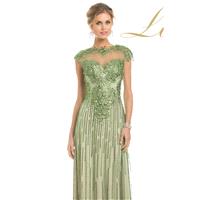 Olive Beaded High Neck Gown by Lara Designs - Color Your Classy Wardrobe
