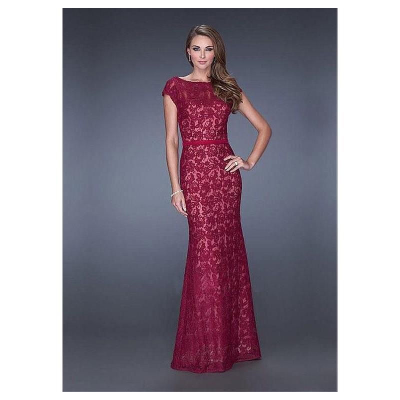 wedding, Chic Lace & Tulle & Satin Bateau Neckline Floor-length Sheath Prom Dress - overpinks.com