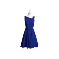Royal_blue Azazie Hermosa - Back Zip Chiffon Knee Length V Neck Dress - Charming Bridesmaids Store