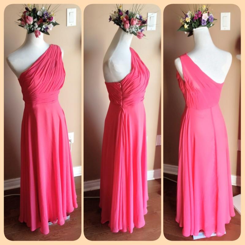 wedding, Illusion Coral bridesmaid dress, chiffon bridesmaid dress with illusion neckline and circle