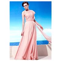 In Stock Chic A-line One Shoulder Neckline Pink Floor-length Party Dress Formal Event Dress - overpi