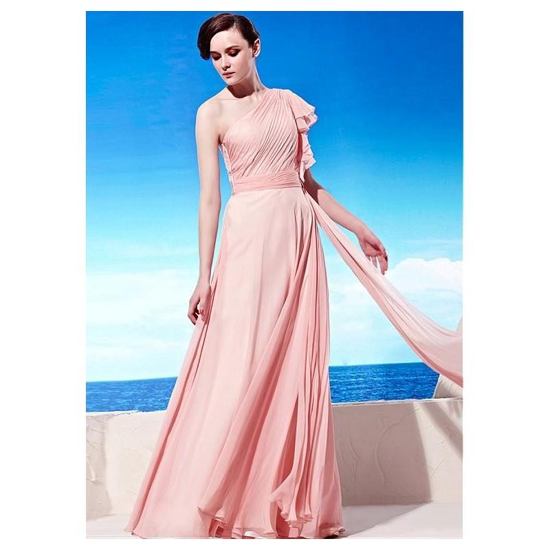 My Stuff, In Stock Chic A-line One Shoulder Neckline Pink Floor-length Party Dress Formal Event Dres