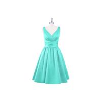 Spa Azazie Alexandra - Satin Back Zip Knee Length V Neck Dress - Charming Bridesmaids Store