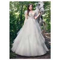 Charming Tulle V-neck Neckline See-through Ball Gown Wedding Dresses With Lace Appliques - overpinks