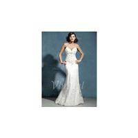 Sheath/Column V-neck Chapel Train Satin Tulle Wedding Dress With Lace Beading - Beautiful Special Oc