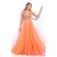 Long Orange V-Neck Open Back Intrigue by Blush Prom Dress - Discount Evening Dresses |Shop Designers