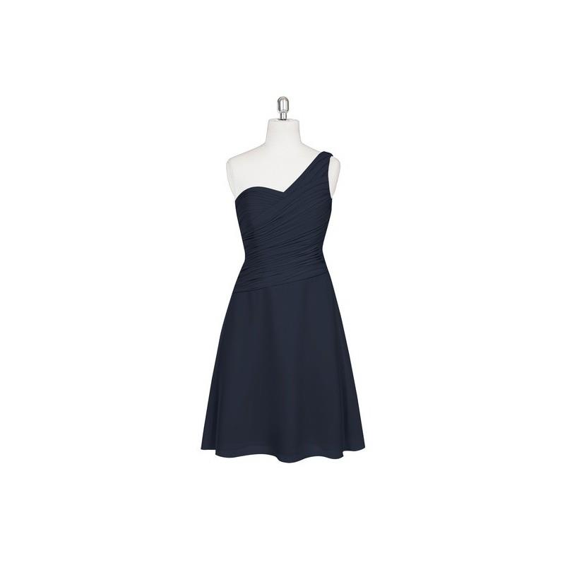 My Stuff, Dark_navy Azazie Brynn - Knee Length One Shoulder Chiffon Back Zip Dress - Cheap Gorgeous